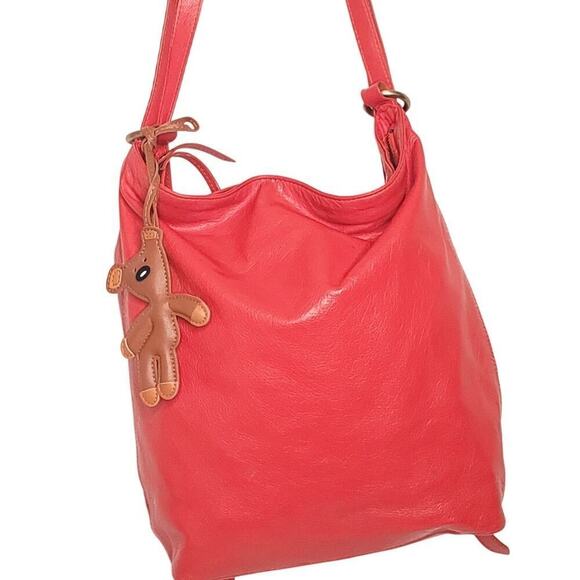 Latico Convertible Slouchy Backpack Shoulder Red Bag - Picture 1 of 7